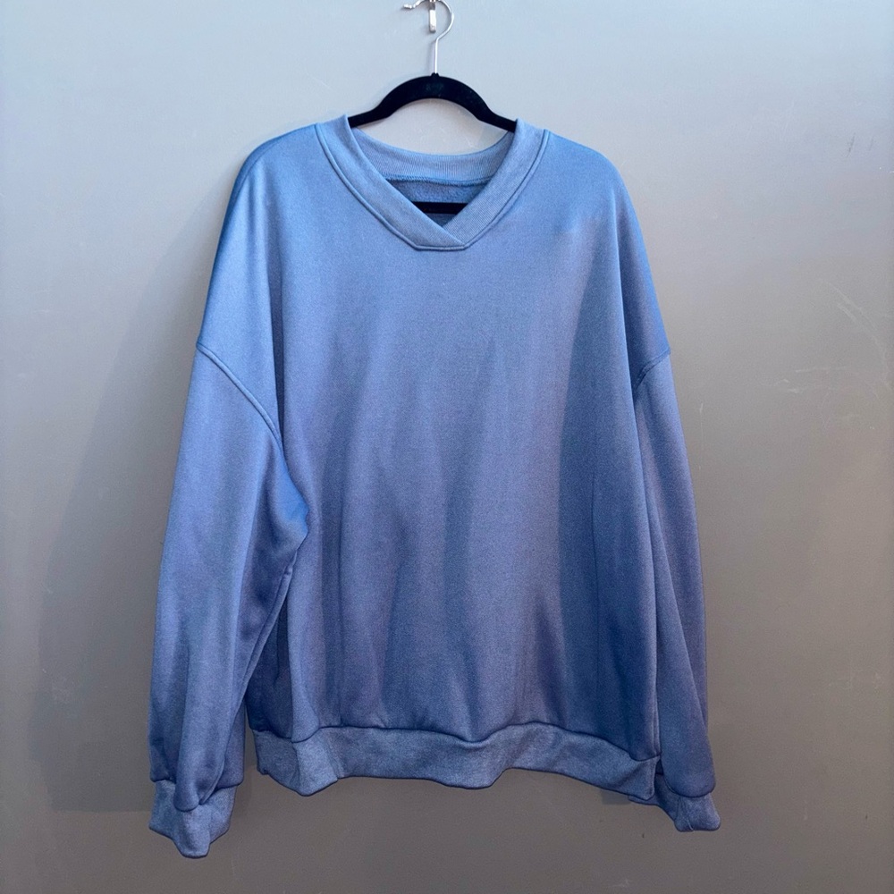 SHEIN Women's Sky Blue V-Neck Sweatshirt